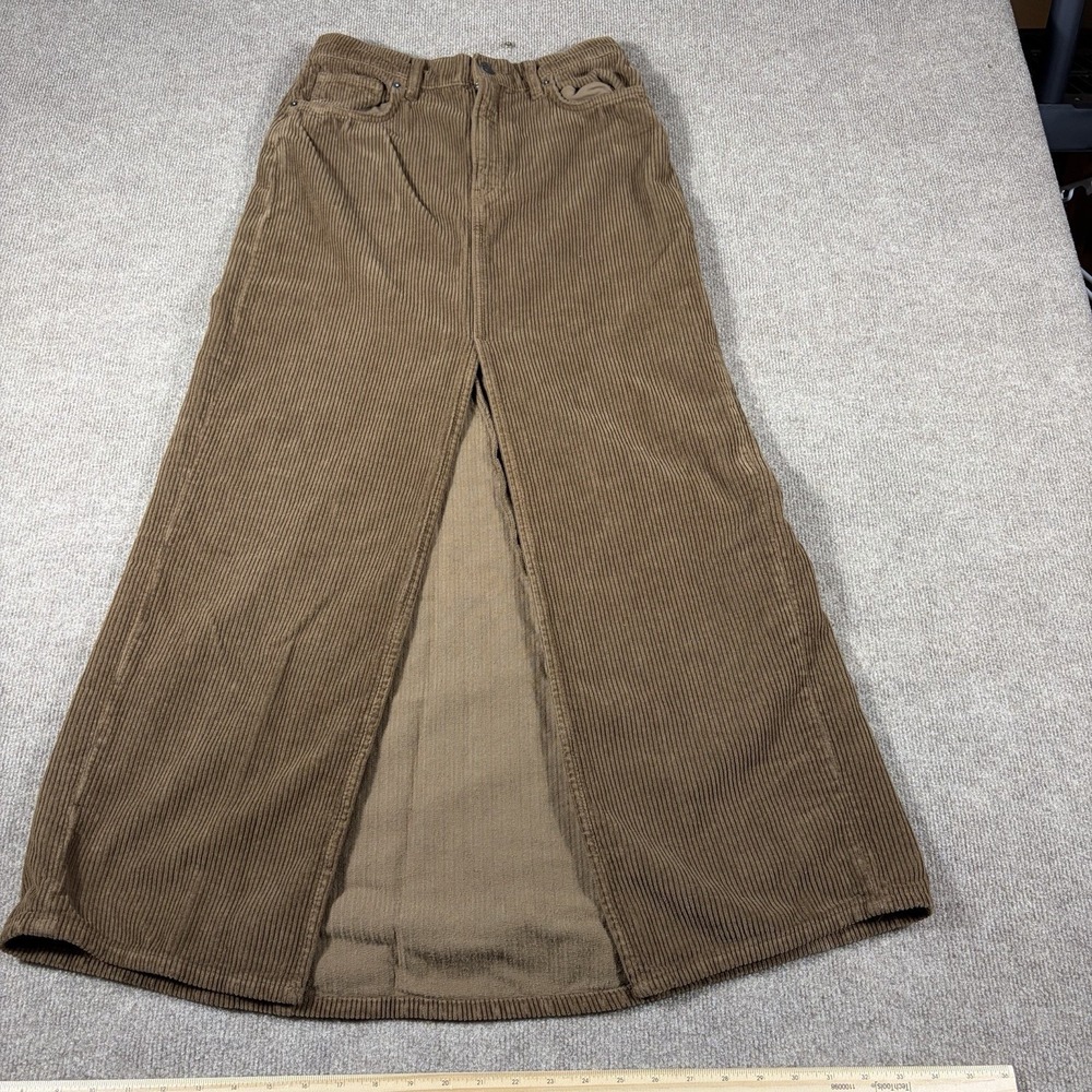 Reformation Tazz Maxi Skirt Womens 27 Brown Corduroy A Line Organic Cotton